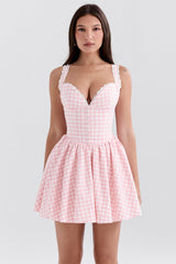 strawberry shortcake gingham corset mini dress