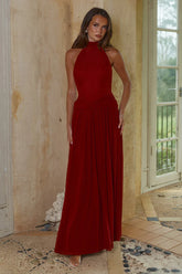 VANESSA HIGH NECK MAXI DRESS - CHERRY