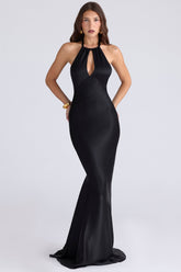 black satin maxi dress