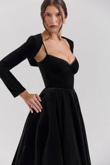 black velvet tulle midi dress + bolero