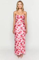 Ashley Pink Floral Formal Maxi Dress