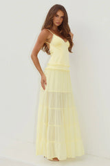 ROSETTA BACKLESS TIERED MAXI DRESS - BUTTER