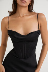 black corset maxi dress