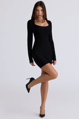 black long sleeve bandage mini dress