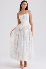 white posy print cotton maxi sundress