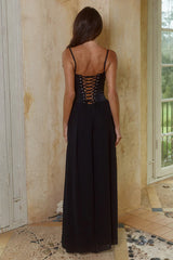 SCARLETT CORSET MAXI DRESS - BLACK