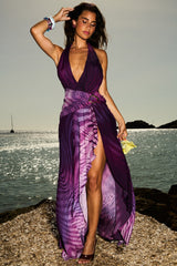 orchid backless halter maxi dress