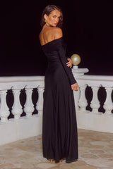ABBIE OFF SHOULDER MAXI DRESS - BLACK
