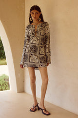 CHANTELLE SLEEVED MINI DRESS - HAVANNA BLACK