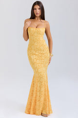 apricot lace up back maxi dress
