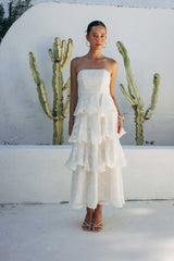 Paisley Tiered Ruffle Midi Dress