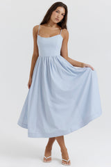 soft blue corset sundress
