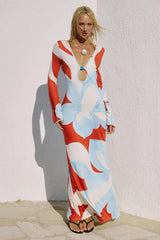 AMOREE LONG SLEEVE MAXI DRESS - AMOREE RED