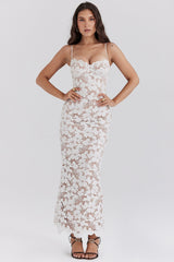 white floral embroidered maxi dress