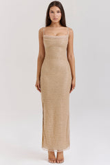 seapearl embellished maxi dress