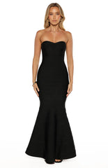 Amanda Black Bandage Strapless Formal Maxi Dress