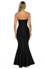 Amanda Black Bandage Strapless Formal Maxi Dress