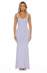 Amelie Lilac Mesh Formal Maxi Dress