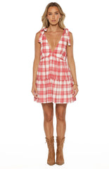 Angel Girl Red Plaid Print Mini Dress