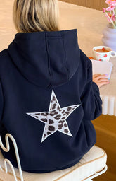 Beginning Navy Leopard Star Hoodie