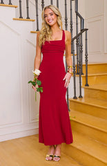 Beverley Wine Crepe Maxi Dress