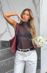 Blair Black High Neck Sheer Top