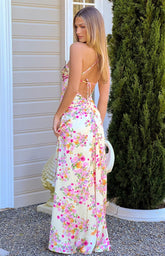 Blaise Yellow Bloom Satin Maxi Dress