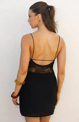 Cure Black Lace Detail Mini Dress