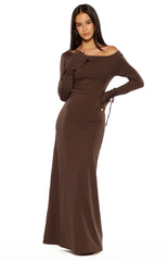 Elisha Chocolate Jersey Maxi Dress