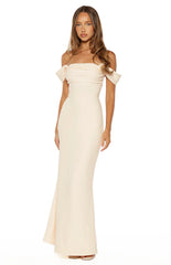 Ella Cream Crepe Formal Maxi Dress