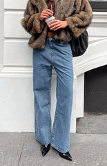 Fran Eyelet Mid Wash Pocket Jeans