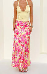 Genevieve Yellow Floral Pop Print Maxi Skirt