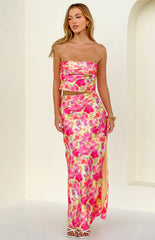 Genevieve Yellow Floral Pop Print Maxi Skirt
