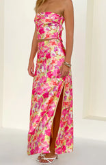 Genevieve Yellow Floral Pop Print Maxi Skirt
