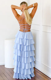 Georgie Blue Ruffle Maxi Dress