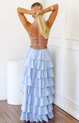 Georgie Blue Ruffle Maxi Dress