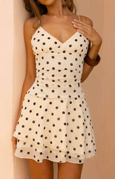 Hadleigh Cream Polka Dot Mini Dress
