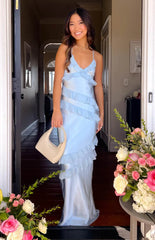 Inara Blue Ruffle Prom Dress