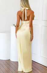 Jasmine Yellow Halter Neck Formal Maxi Dress