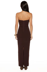Jordan Brown Crepe Strapless Maxi Dress