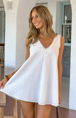 Kennie White Lace Trim Cotton Mini Dress