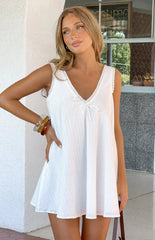 Kennie White Lace Trim Cotton Mini Dress