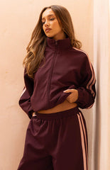 Kosie Burgundy and Pink Stripe Track Jacket