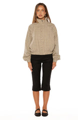 Lee Beige Plaid Funnel Neck Jacket - PRE ORDER