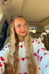 Lovey Red Heart Stripe Jumper