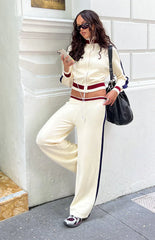 Luna Cream Knit Jacquard Track Pants