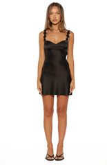 Marbelle Black Satin Mini Dress