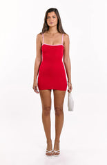Phoebe Red Contrast Knit Mini Dress