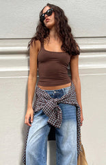 Prue Brown Scoop Neck Tank Top