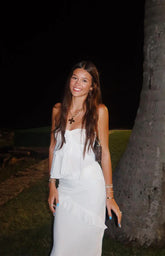 Raleigh White Ruffle Strapless Top